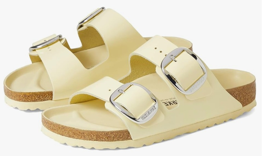 pair of yellow Birkenstock sandals