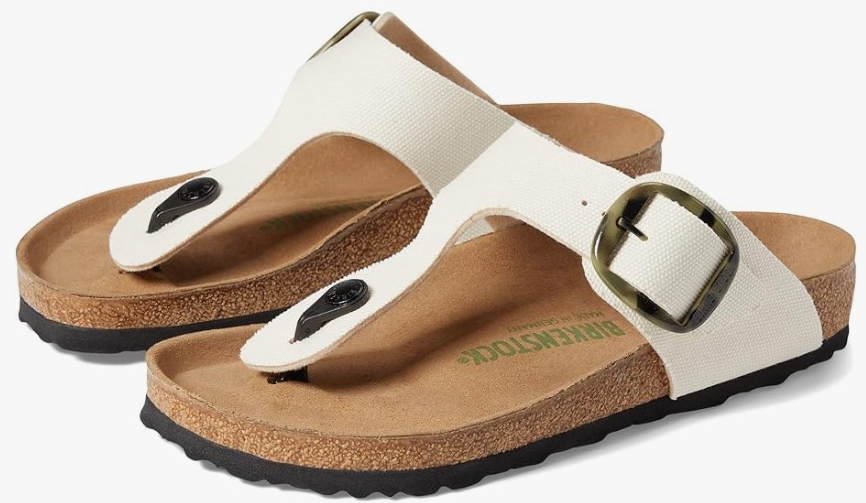 pair of Birkenstock sandals with white straps