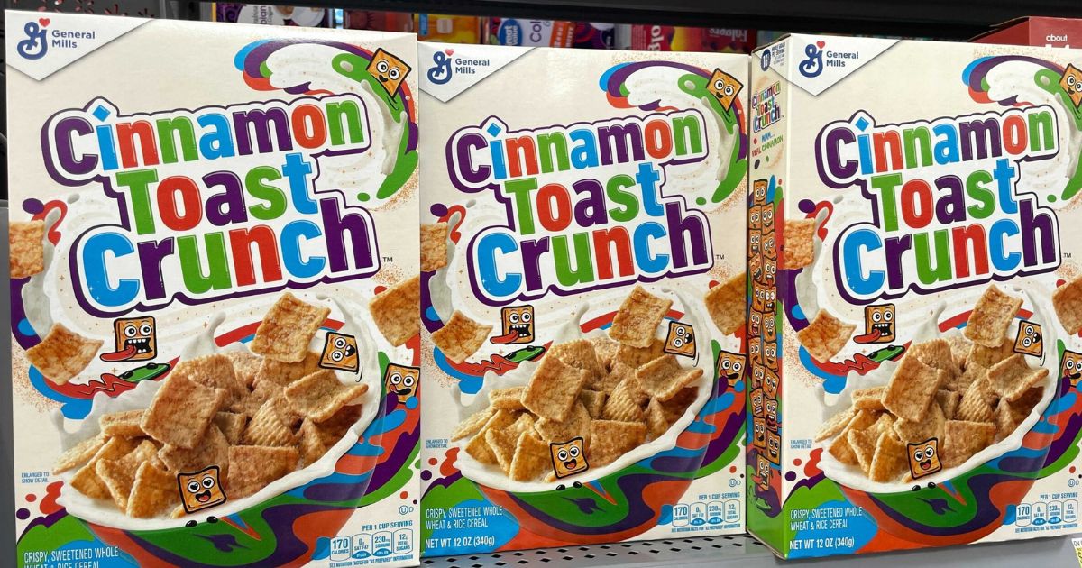 Cinnamon Toast Crunch three boxes of Cinnamon Toast Crunch