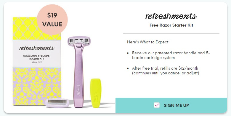 Refreshments razor checkout screen