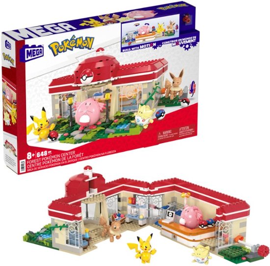 Mega Construx Forest Pokémon Center with Motion Pokemon Center building blocks and box