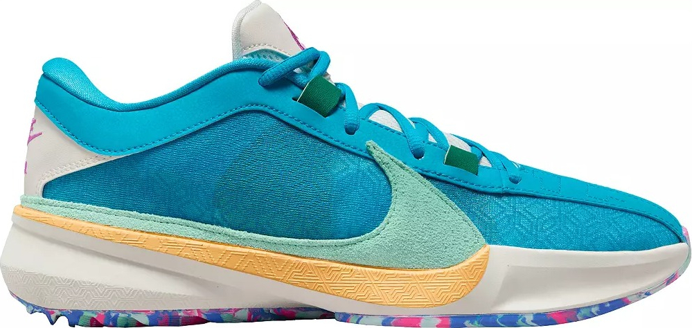 Nike Zoom Freak Basketball Shoes blue Nike sneaker with light green and yellow accents