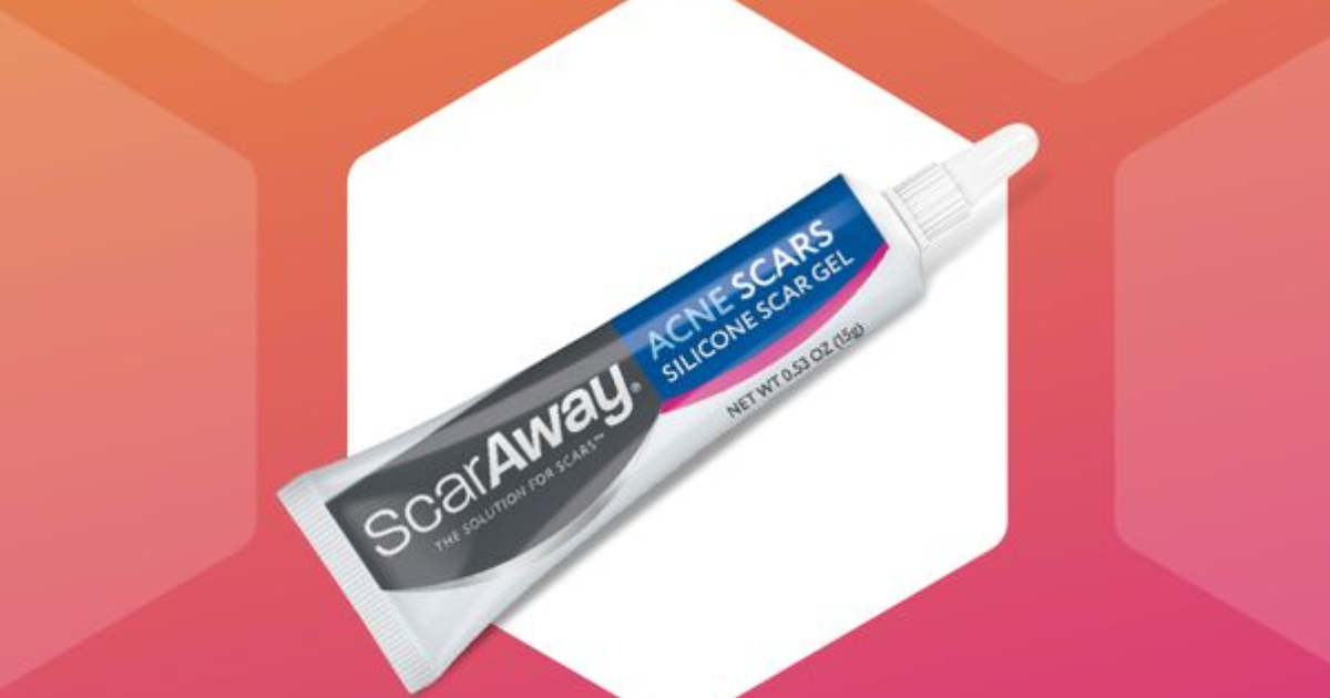 A tube of ScarAway acne scar silicone gel