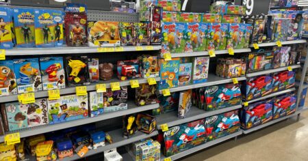 Walmart toy and game clearance aisle