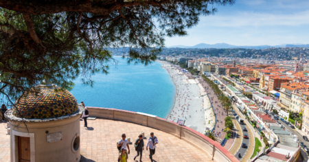 people walking in the french riviera