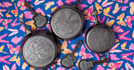 dolly parton collection of lodge cast iron pans