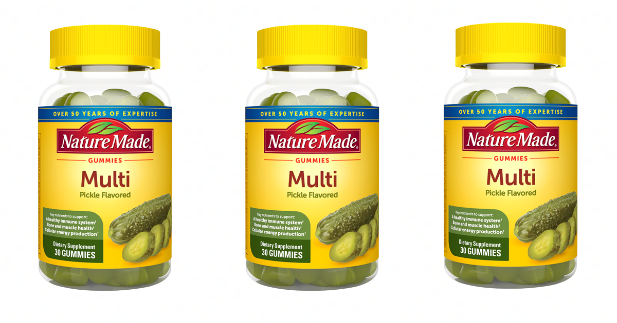 pickle flavored vitamin bottles