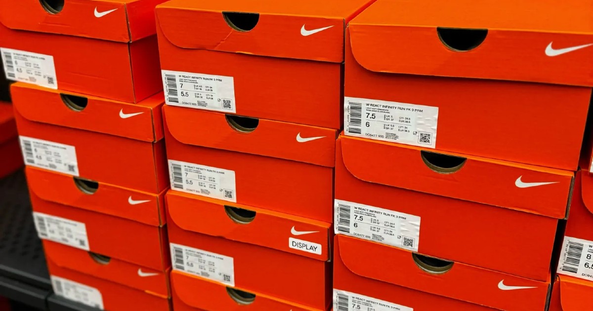 nike shoe boxes stack of orange nike shoe boxes