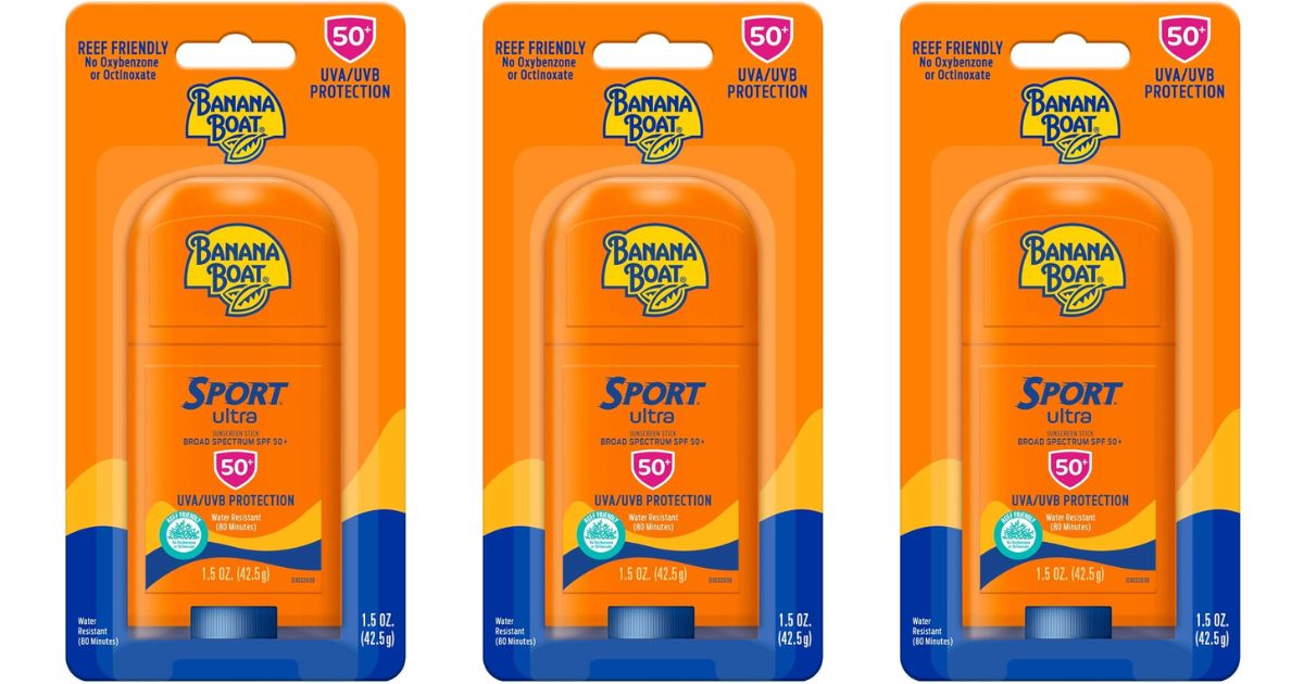 three banana boat sunscreen sticks
