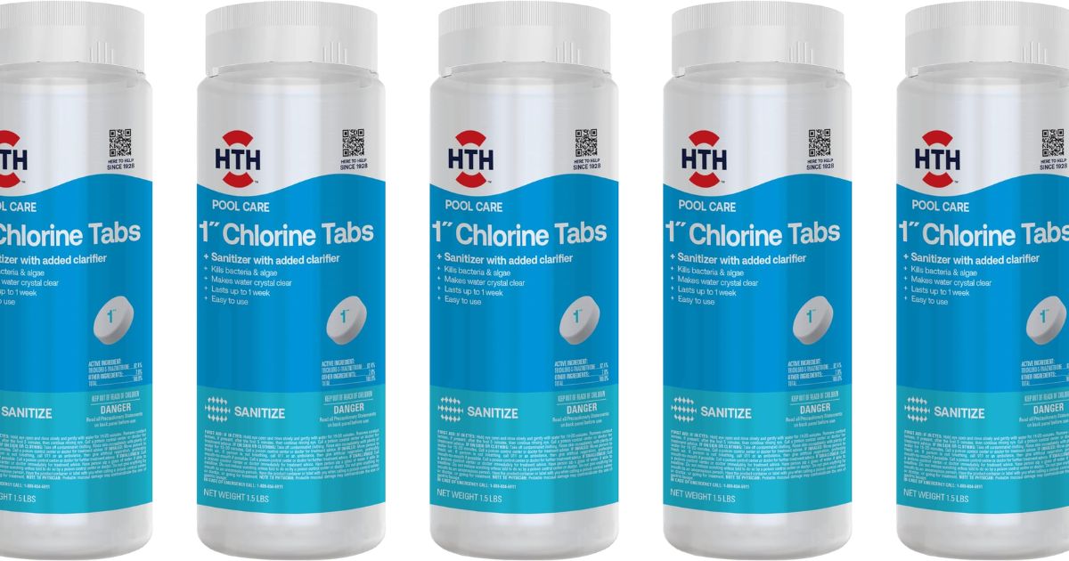 row of chlorine tab bottles