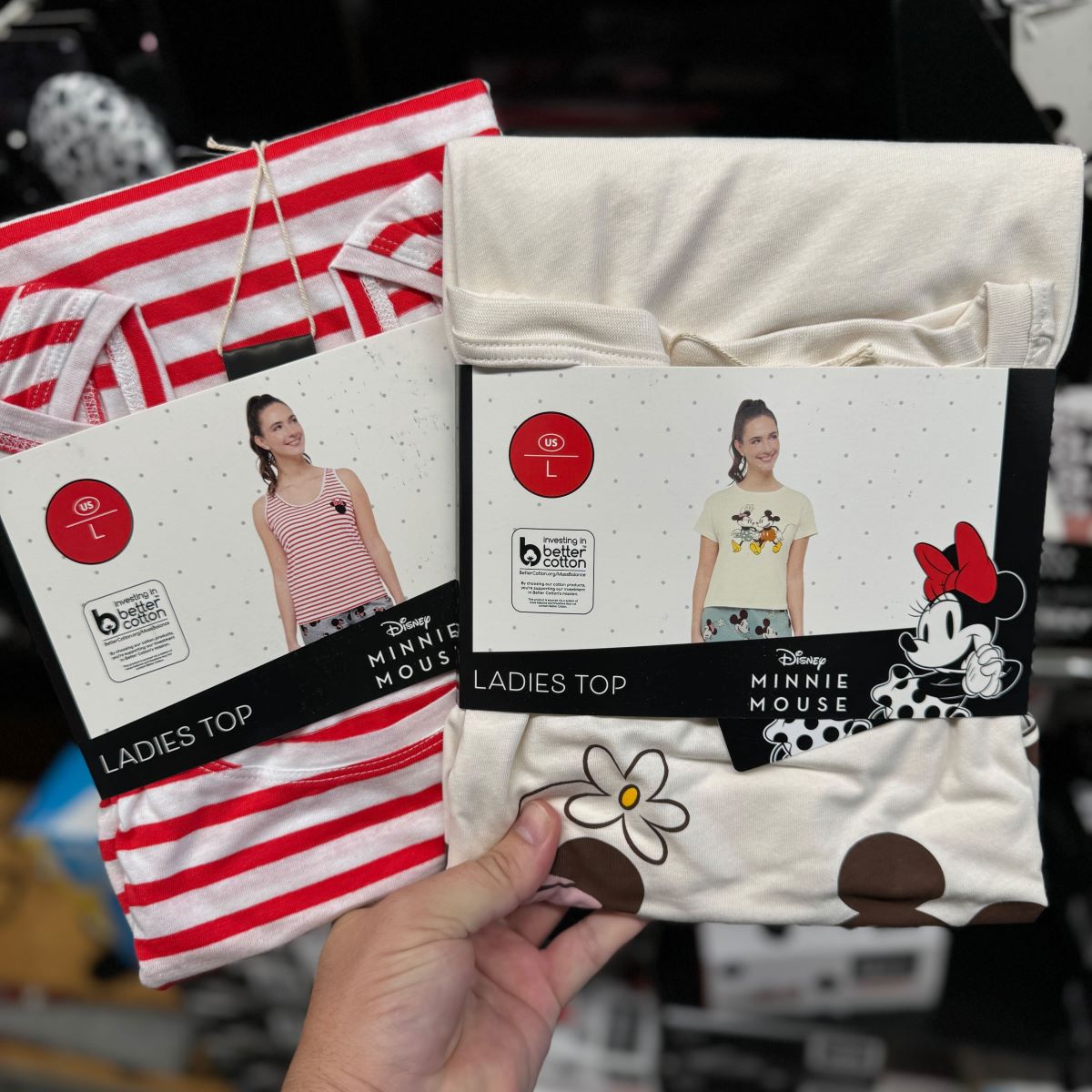 Licensed Ladies Disney Shirt or Tank hand holding two Disney shirts