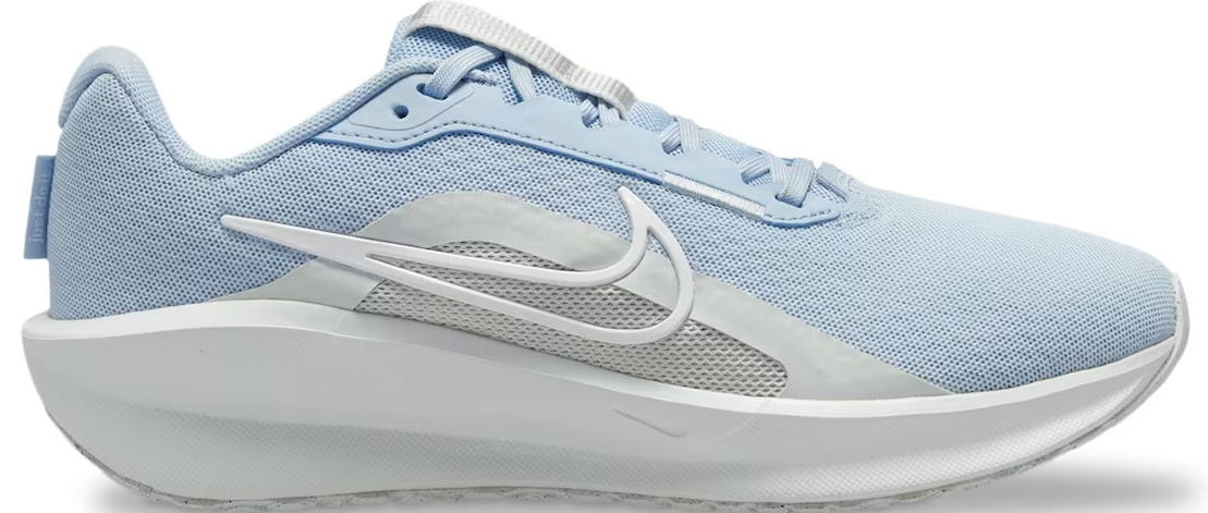 white and blue Nike sneaker