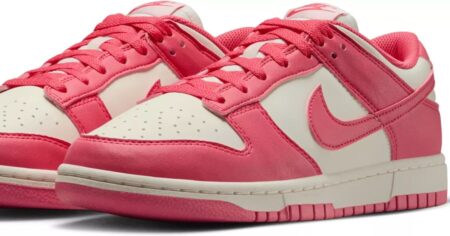 pink and white Nike sneakers