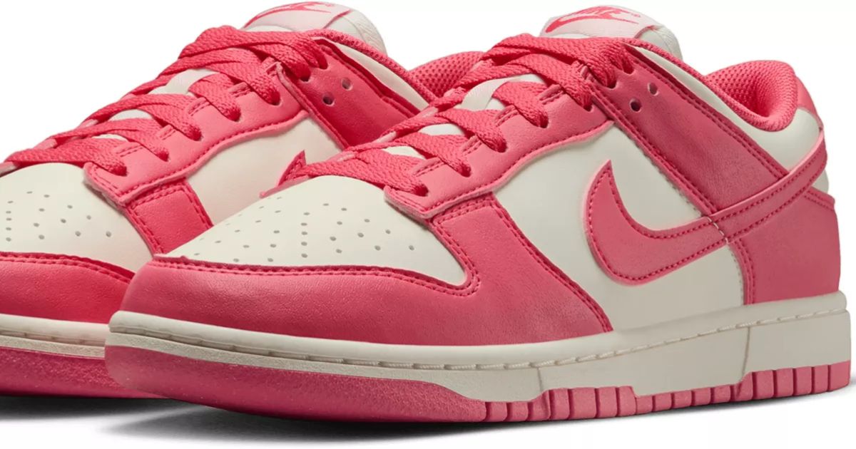 pink and white Nike sneakers