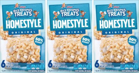 three boxes of Rice Krispies Treats