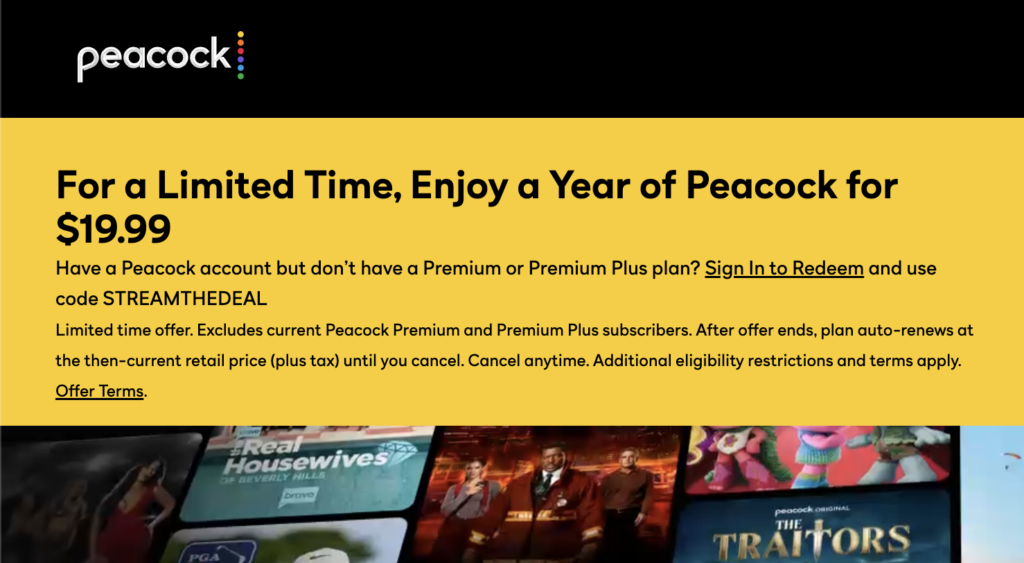 peacock-$19.99-year Screen Shot at PM