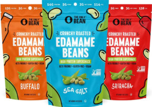 The Only Bean Crunchy Dry Roasted Edamame Beans Variety Pack three bags of The Only Bean edamame