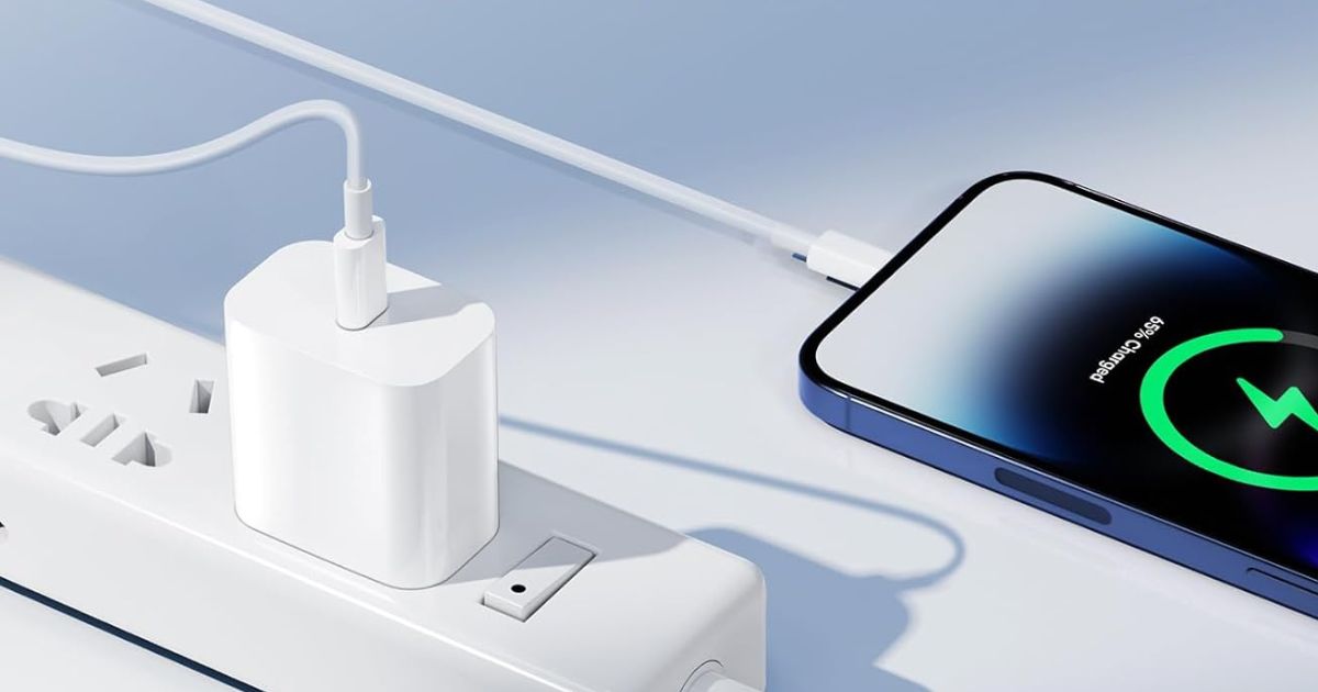 USB C Charger phone plugged into a charger