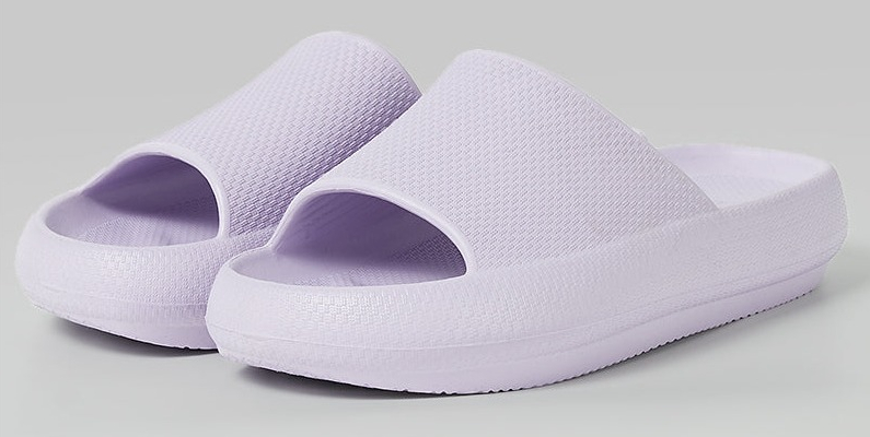 pair of purple slides
