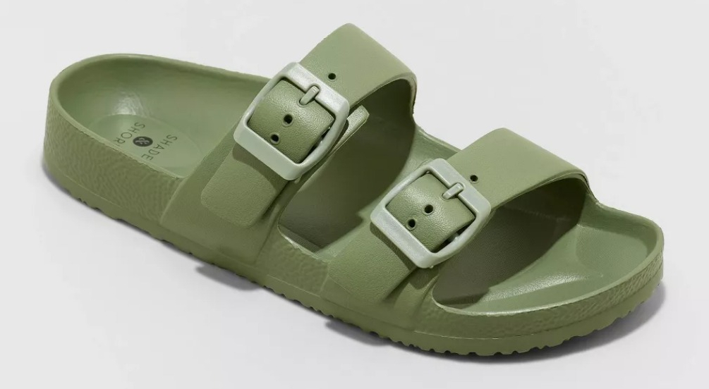 green slide sandals