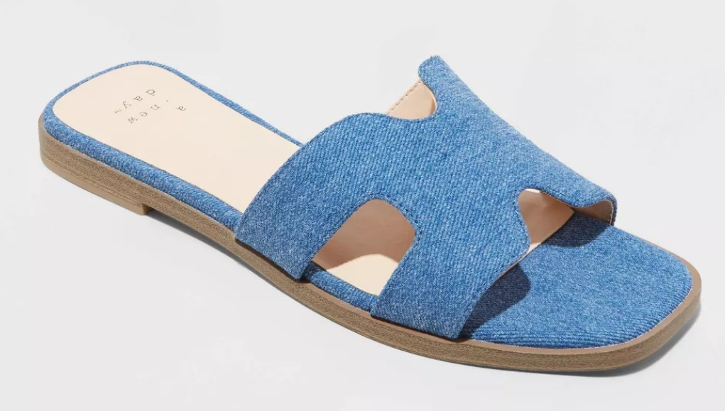 denim slide sandal