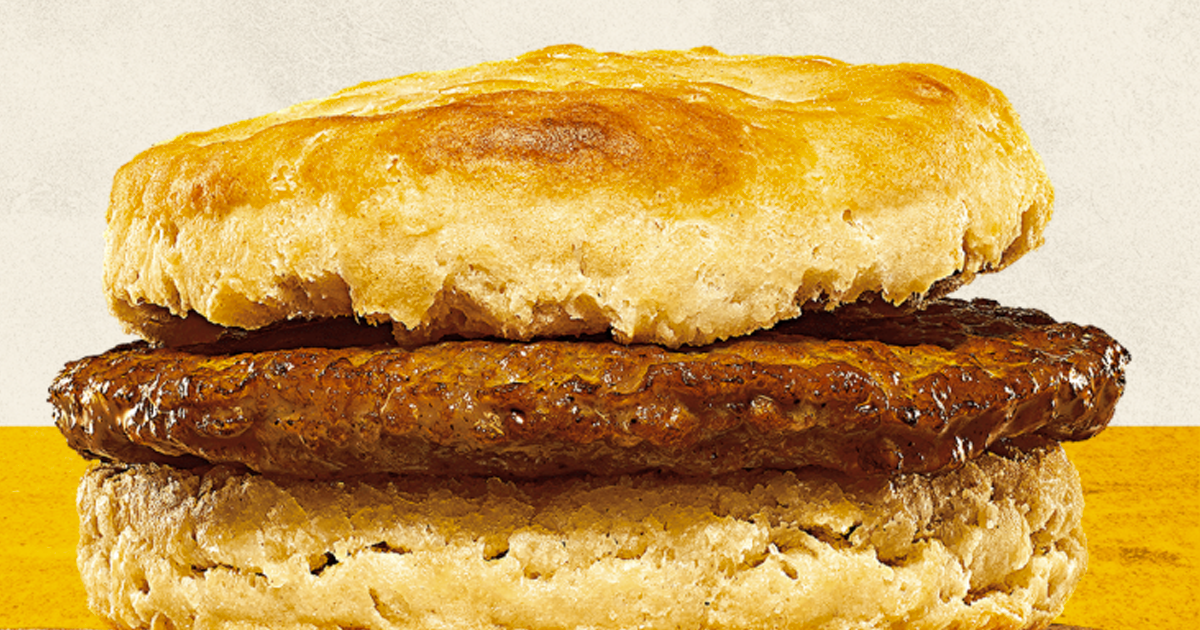 close up of a burger king sausage biscuit