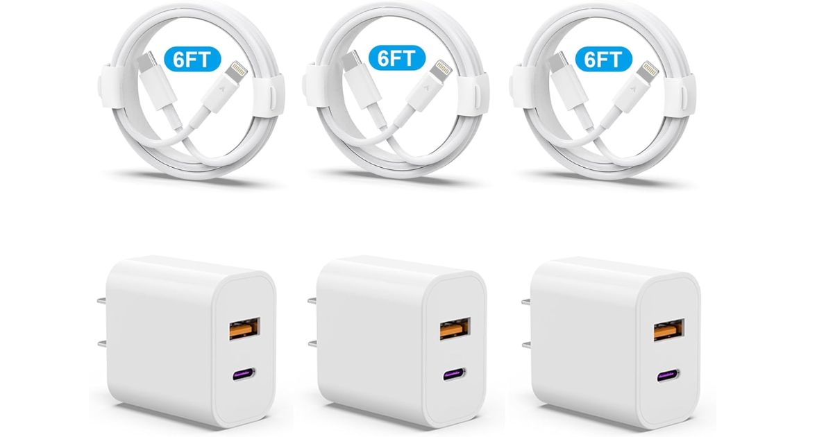 three iPhone chargers
