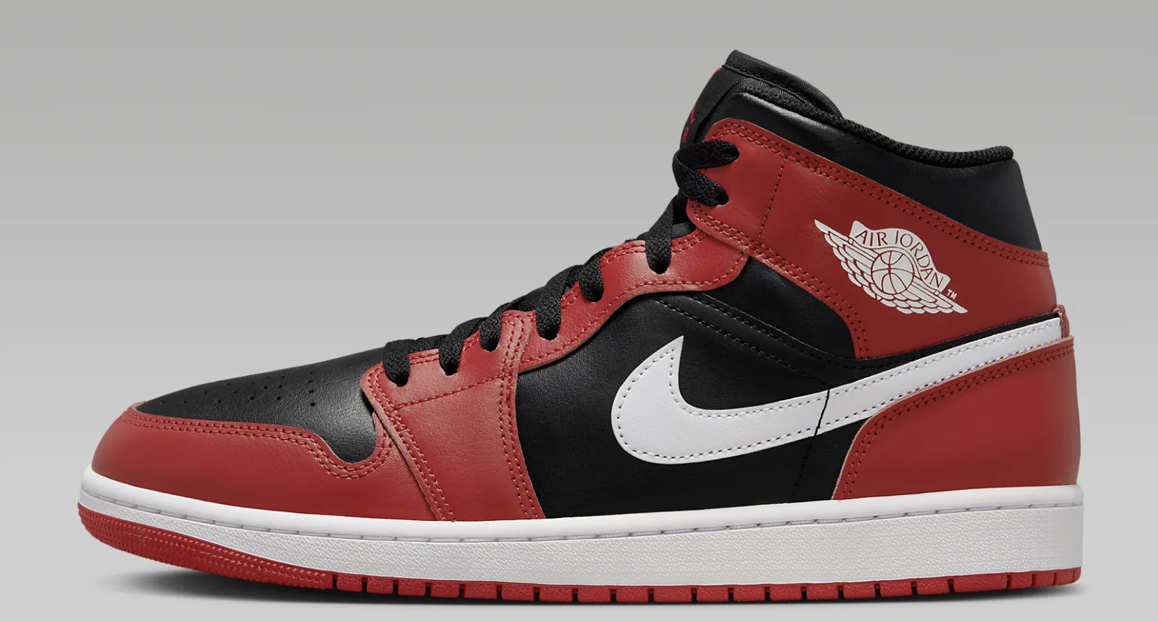 Air Jordan 1 Mid Men s Shoes red, black, and white Nike sneakers
