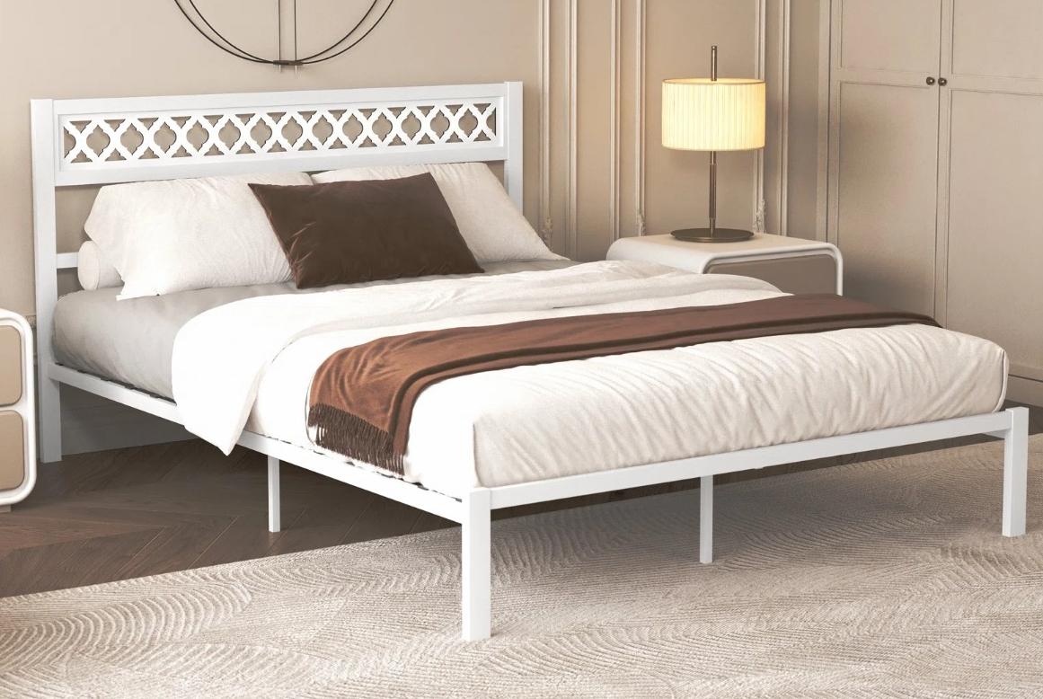Charin Metal Platform Bed white metal platform bed