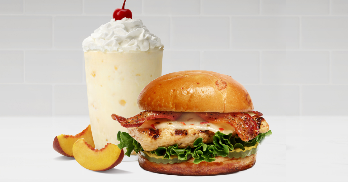 Chick Fil A Peach Shake and Bacon Sandwich Chick Fil A Peach Shake and Bacon Sandwich