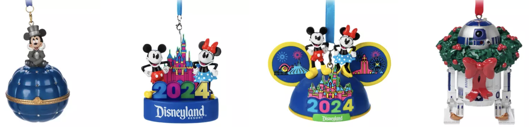 Disney Ornaments row of Disney Ornaments