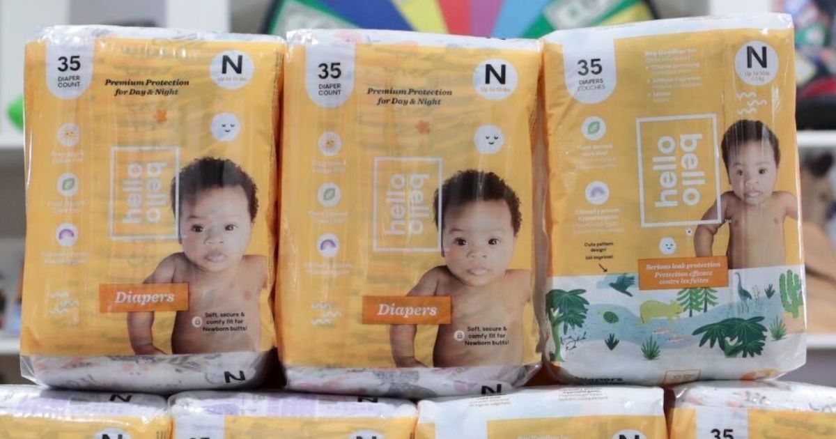 row of Hello Bello diapers