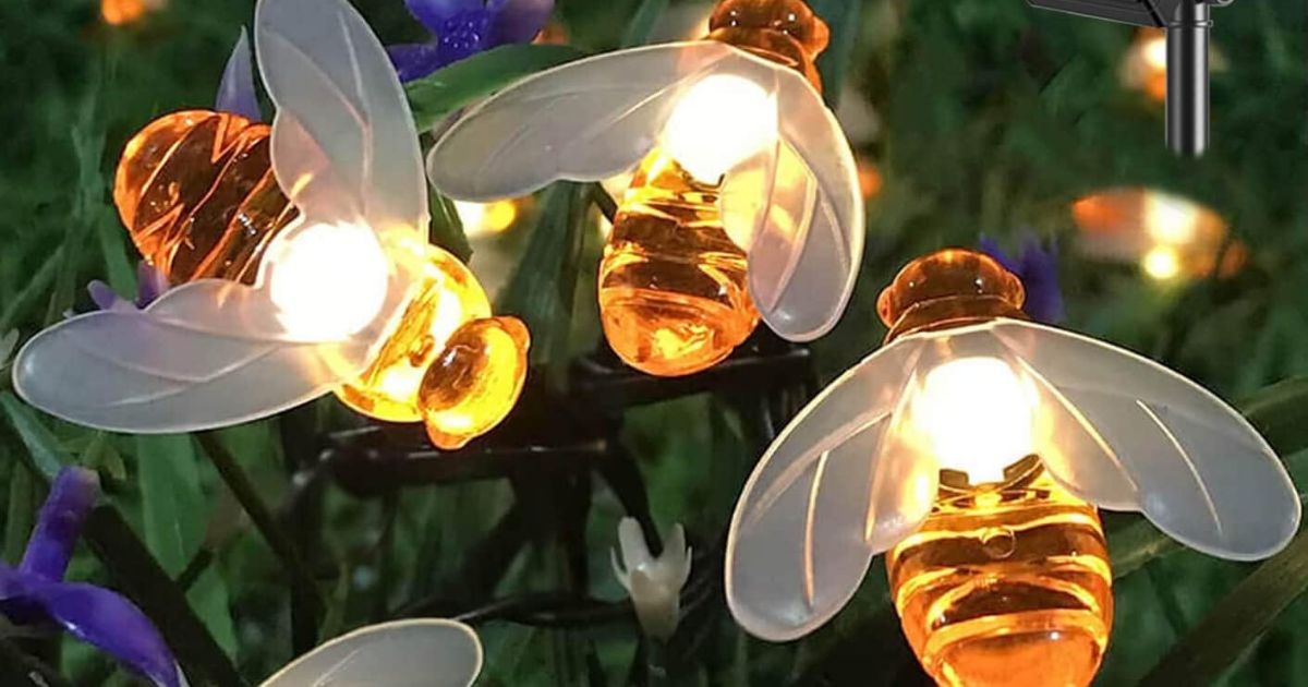 Honey Bee Solar Lights on a bush