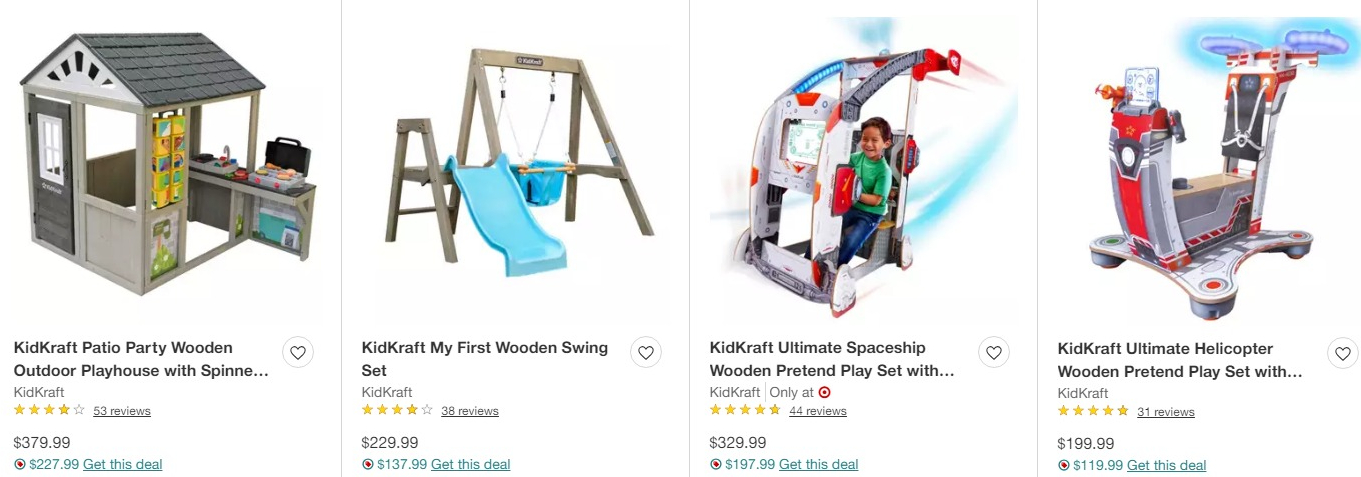four Kidkraft outdoor playsets