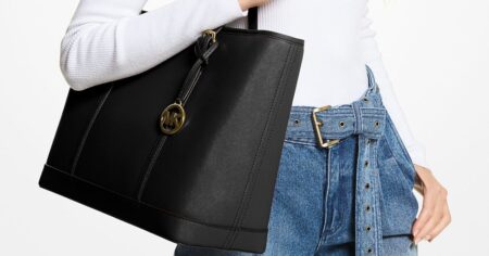 woman holding a tote