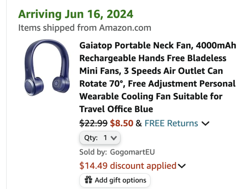 neck fan in checkout page