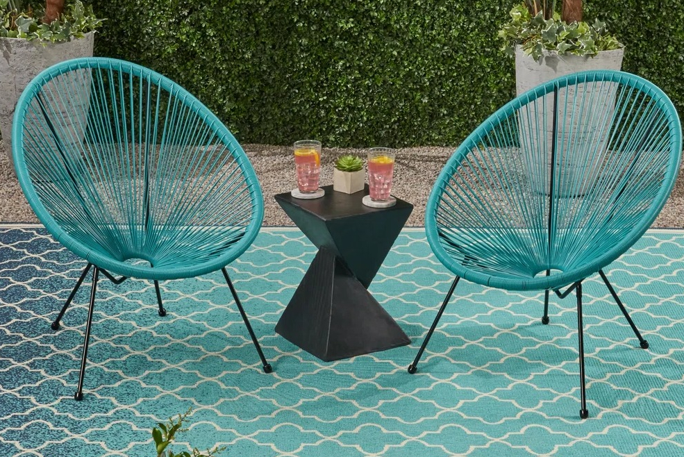 Patio Chairs two teal patio chairs