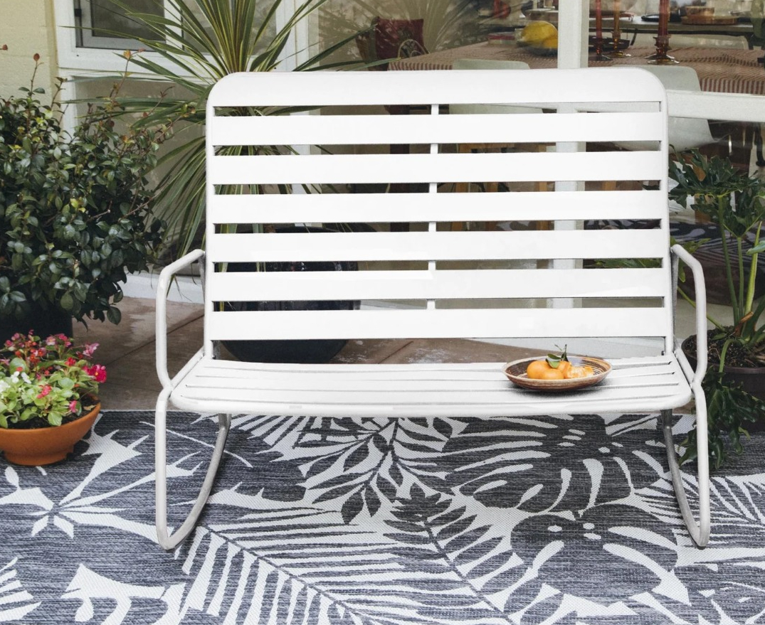 Roberta Metal Outdoor Rocking Bench white rocking bench