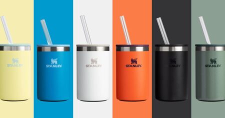 row of Stanley Can Cooler Cups