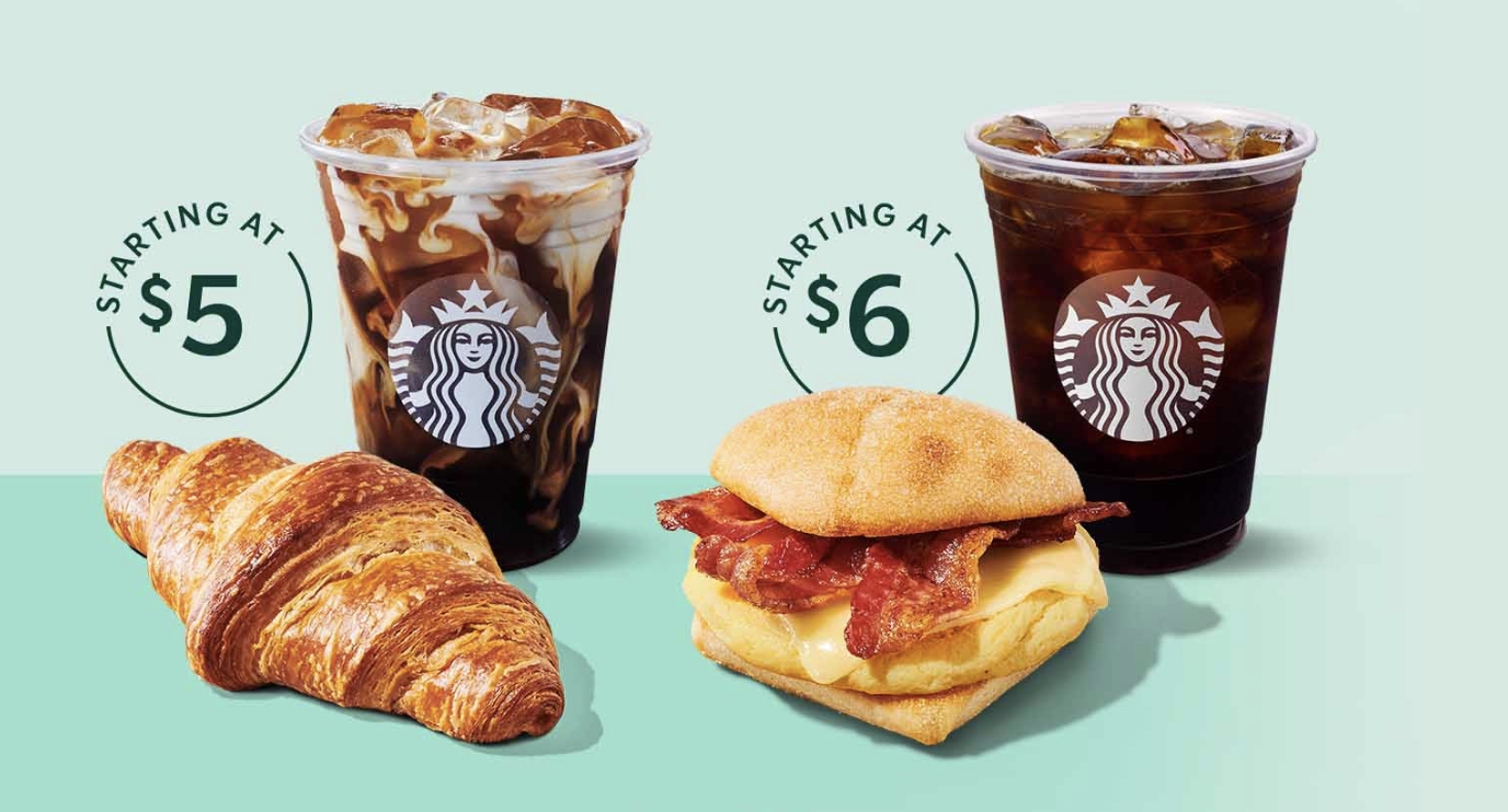 starbucks popular menu items two starbucks drinks and bakery items representing the most popular starbucks menu items