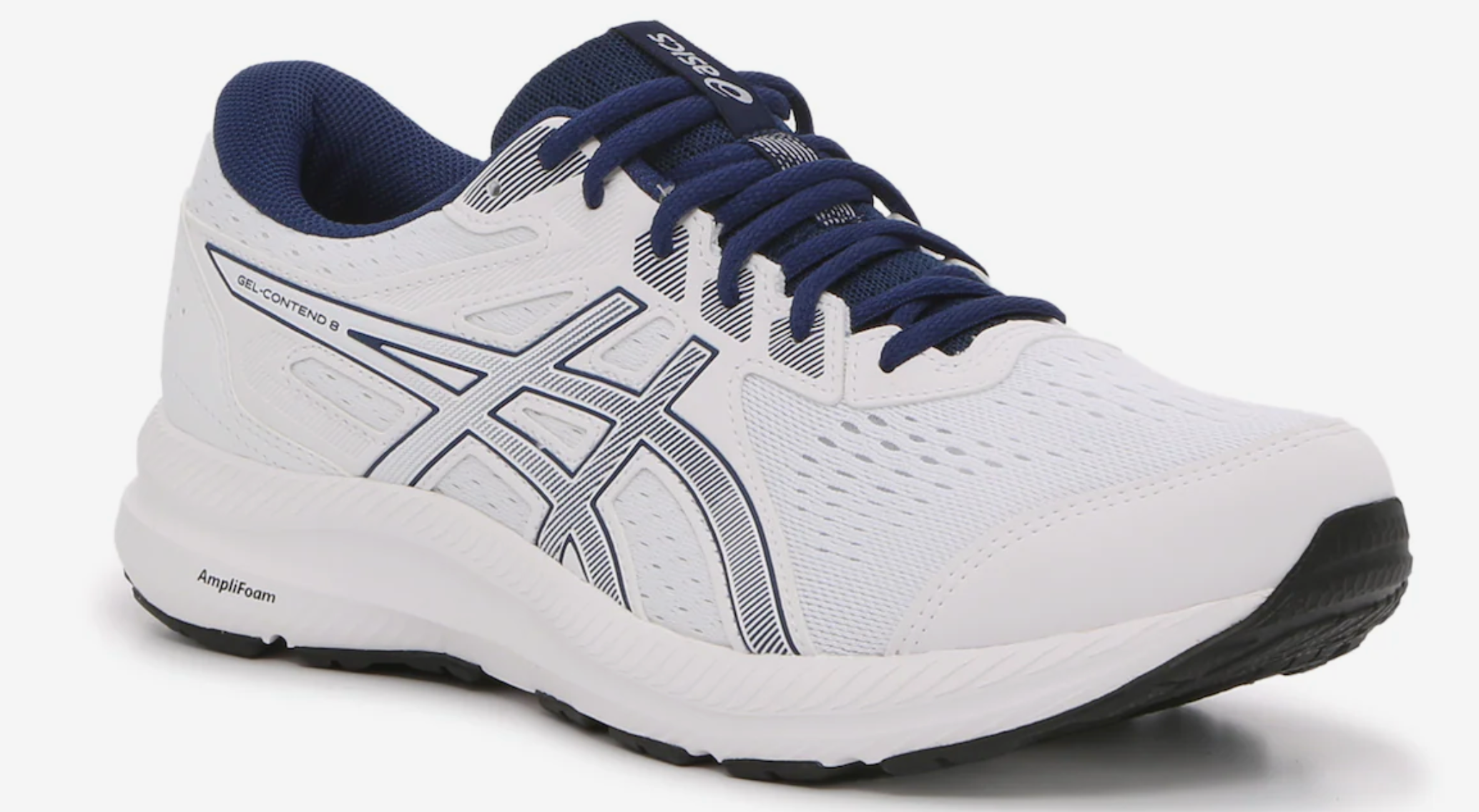 white and black ASICS shoes