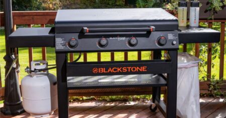 Blackstone griddle on a deck