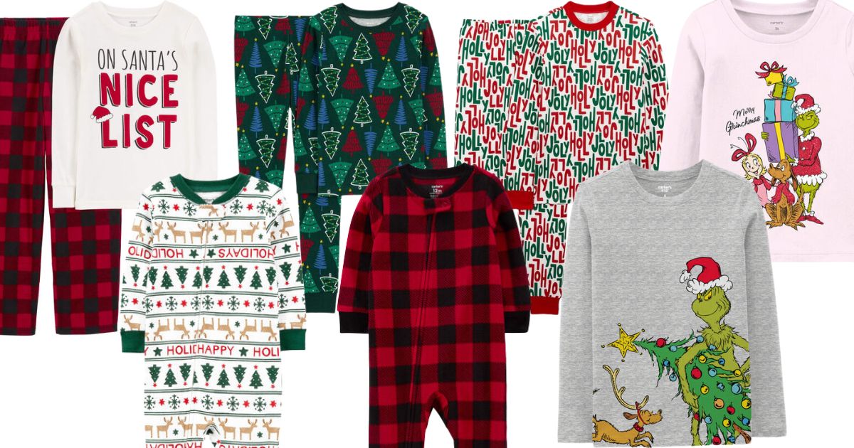 two rows of Christmas pajamas