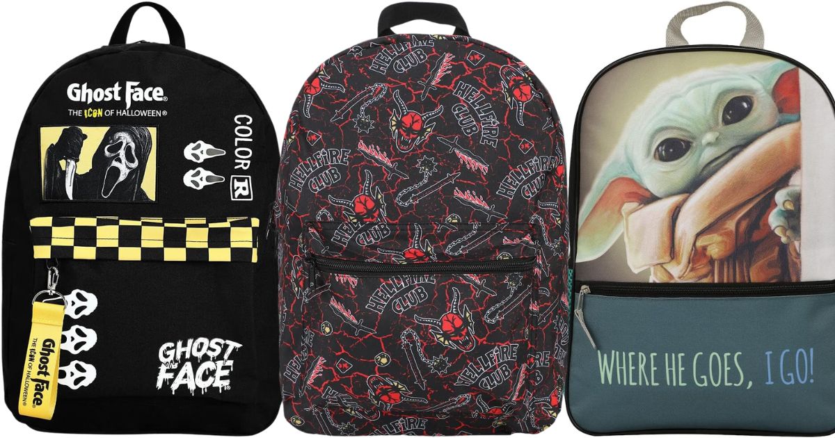 Character Backpacks row of backpacks