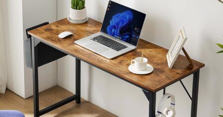 desk with a computer on it