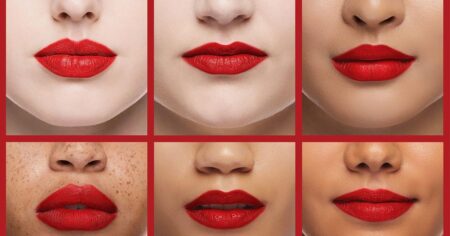 two rows of women wearing lipstick