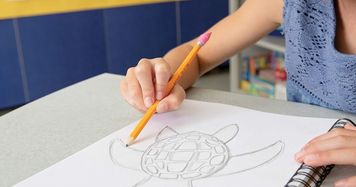 Dixon Pencil girl drawing a turtle with a pencil