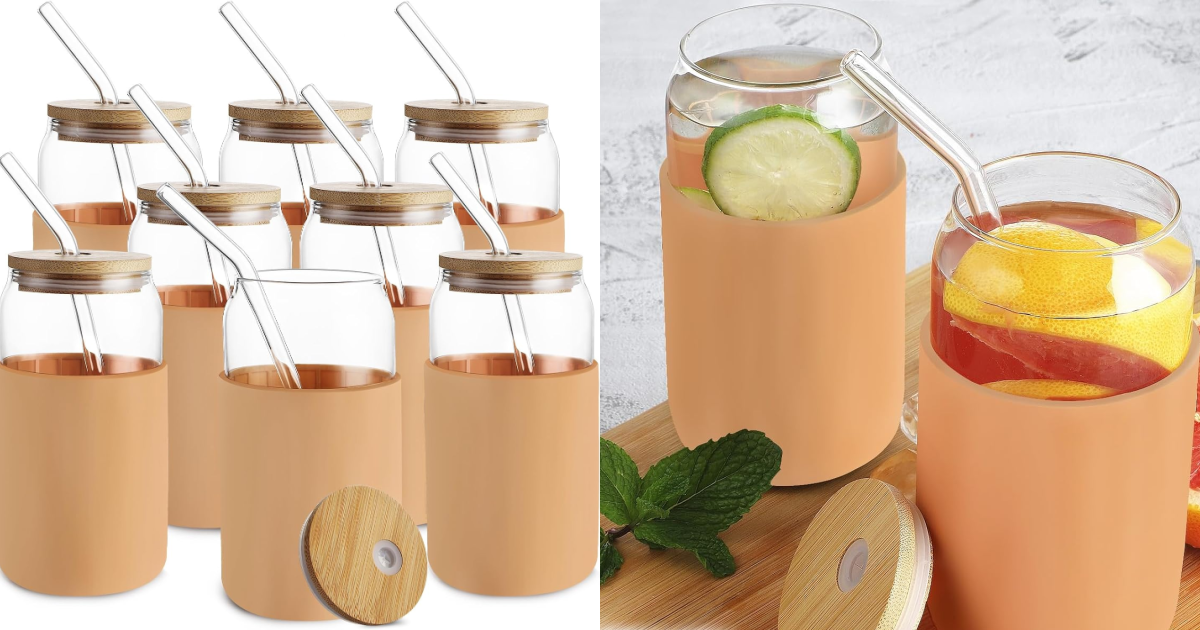Glasses with Bamboo Lids Glasses with Bamboo Lids