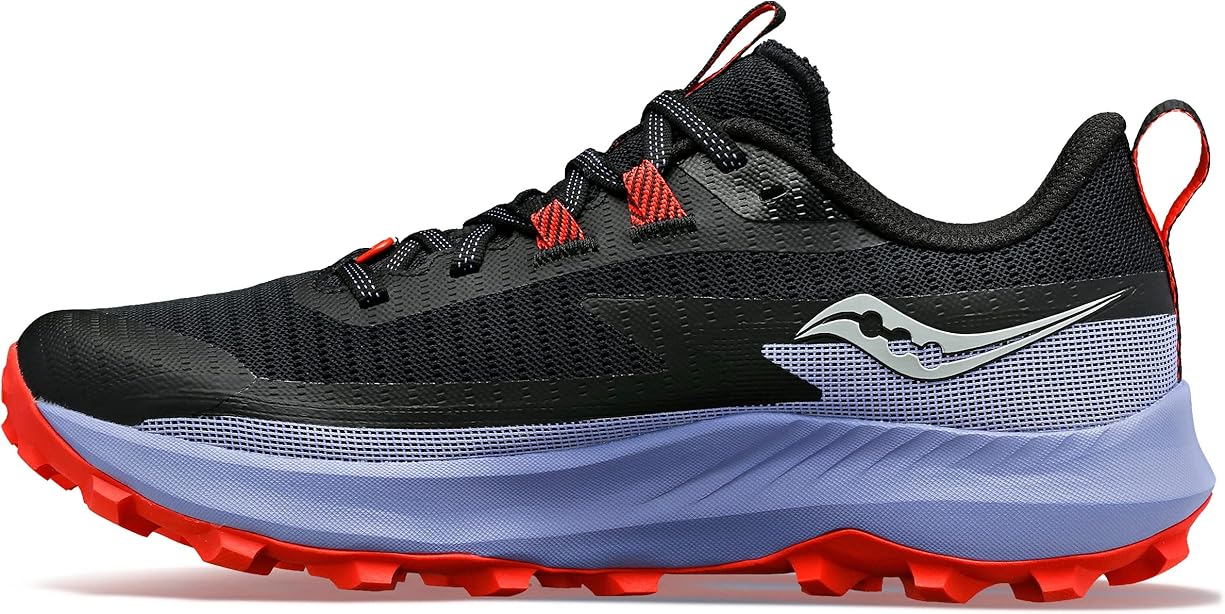 Saucony Women s Peregrine 13 Trail Running Shoe black, purple and red sneaker