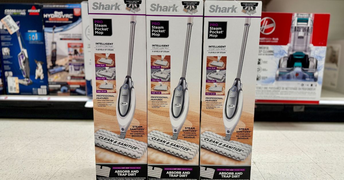 three Shark Steam Pocket Mop boxes
